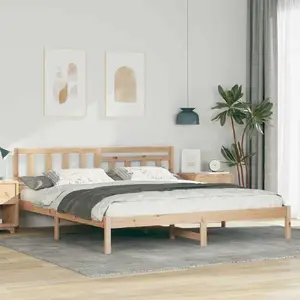 Каркас кровати VidaXL 200 x 200 см Коричневый Массив сосны