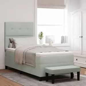 Кровать с матрасом и скамьей VidaXL 100x200 см светло-серый велюр