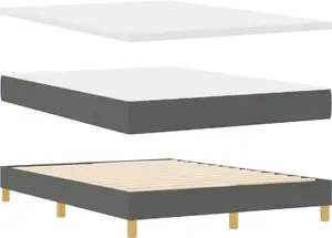 Gulta ar ietilpību un matraci VidaXL 160 x 200 cm, tumši pelēks audums
