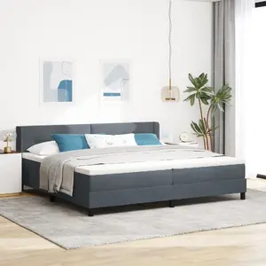 Кровать Box Spring VidaXL с матрасом 200x200 см, тёмно‑серый бархат