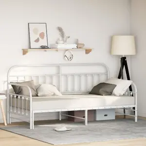 Gultas rāmis ar izvelkamu gultu VidaXL 90x200 cm Balta tērauds