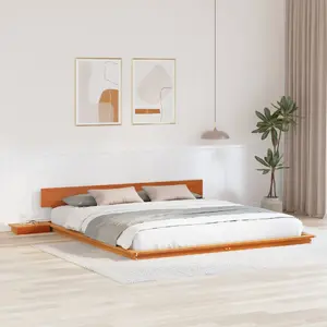 Каркас кровати с тумбочками VidaXL 200x200 см массив дерева коричневый воск