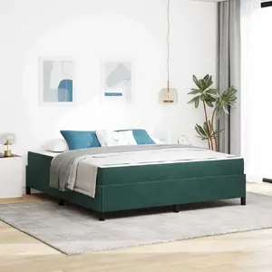 Каркас кровати VidaXL модель 3399081 велюр 180 x 200 см тёмно‑зелёный и белый