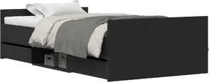 Каркас кровати VidaXL 3329327 Черный дуб 90x200 см из инженерной древесины (без матраса)