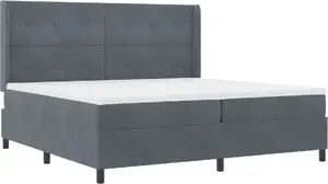 Bed Box Spring with Mattress VidaXL dark gray 200x200 cm velvet