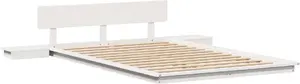 Каркас кровати с тумбочками VidaXL 135x190 см белый массив дерева