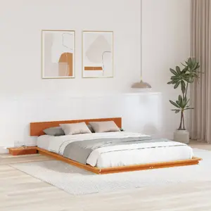 Каркас кровати с прикроватными тумбами VidaXL 150x200 см цельное дерево в вощеном бронзовом цвете