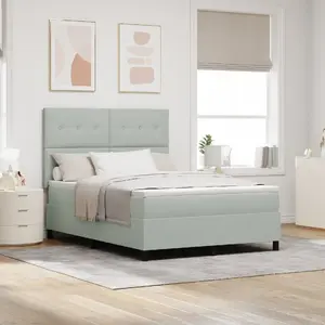 Кровать Box Spring VidaXL с матрасом и подсветкой, светло-серый бархат, 160x200 см