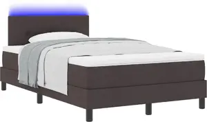 Континентальная кровать с матрасом и подсветкой LED VidaXL 120x190 см тёмно-коричневая