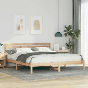 Каркас кровати с изголовьем VidaXL 200 x 200 см Сосна Коричневый