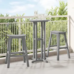 Bāra komplekts VidaXL 3 daļas gaiši pelēks HDPE — bāra galds 55×55×107 cm un 2 bāra krēsli