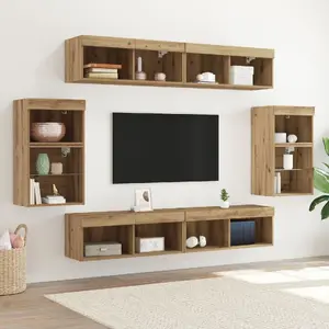 TV unit set VidaXL 8-piece crafted oak finish