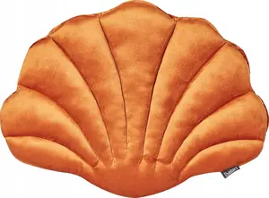 Decorative Velvet Shell Pillow Beliani CONSOLIDA 47 x 35 cm orange