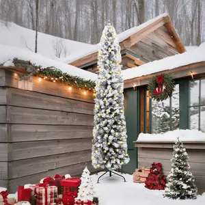 Artificial Christmas Tree VidaXL 240 cm with 300 LED Lights and Snow-Covered Bauble Set