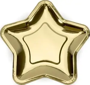 Paper party plates PartyDeco Gwiazdka 23 cm, gold, pack of 6