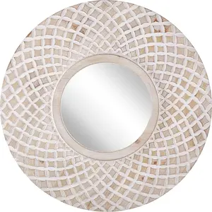 Wall mirror Beliani POMARO 60 cm light wood frame