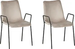 Dining chair set Beliani JEFFERSON – 2 upholstered velvet chairs, beige‑grey