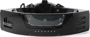 Угловая ванна Shumee MARTINICA 155 x 155 см с LED и гидромассажем, черная