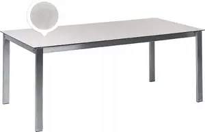 Garden dining table Beliani COSOLETO 180 x 90 cm glass white