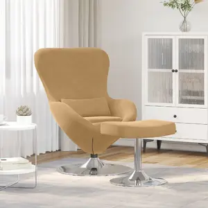 Armchair egg with ottoman VidaXL in brown velvet – VidaXL 42002752
