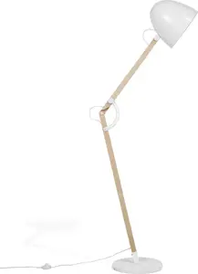 Grīdas lampa Beliani HETTON — regulējama koka balta grīdas lampa