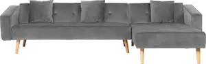 Corner sofa bed left-sided Beliani VADSO, grey velvet, convertible, model 167105