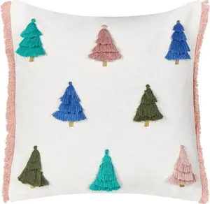 Decorative cotton cushion Beliani SKIMMIA 45 x 45 cm multicolored holiday motif