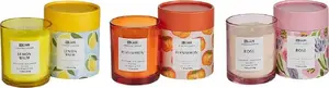 Aromātisko sveču komplekts Beliani COLORFUL BARREL — 3 sveces: roze, kaki, melisa