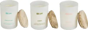 Scented Candle Set Beliani SIMPLICITY — 3 candles: Leather / Sea Breeze / Amber