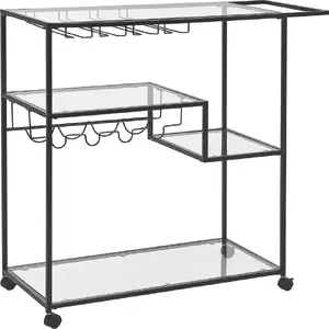 Kitchen trolley Beliani MARCOLA — metal 3-tier black, compact utility cart