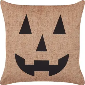 Decorative cushion Beliani SEBES with pumpkin Halloween motif 45 x 45 cm beige