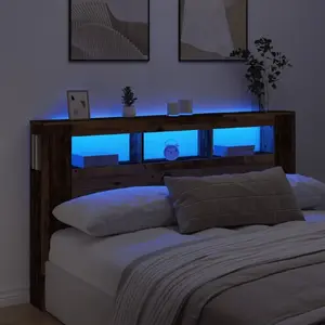 Изголовье кровати с LED VidaXL, старое дерево, 180 x 18,5 x 103,5 см