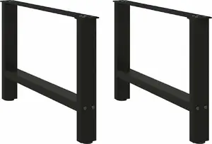 Coffee table legs VidaXL, black steel, set of 2, height 70 cm, adjustable 42–43 cm