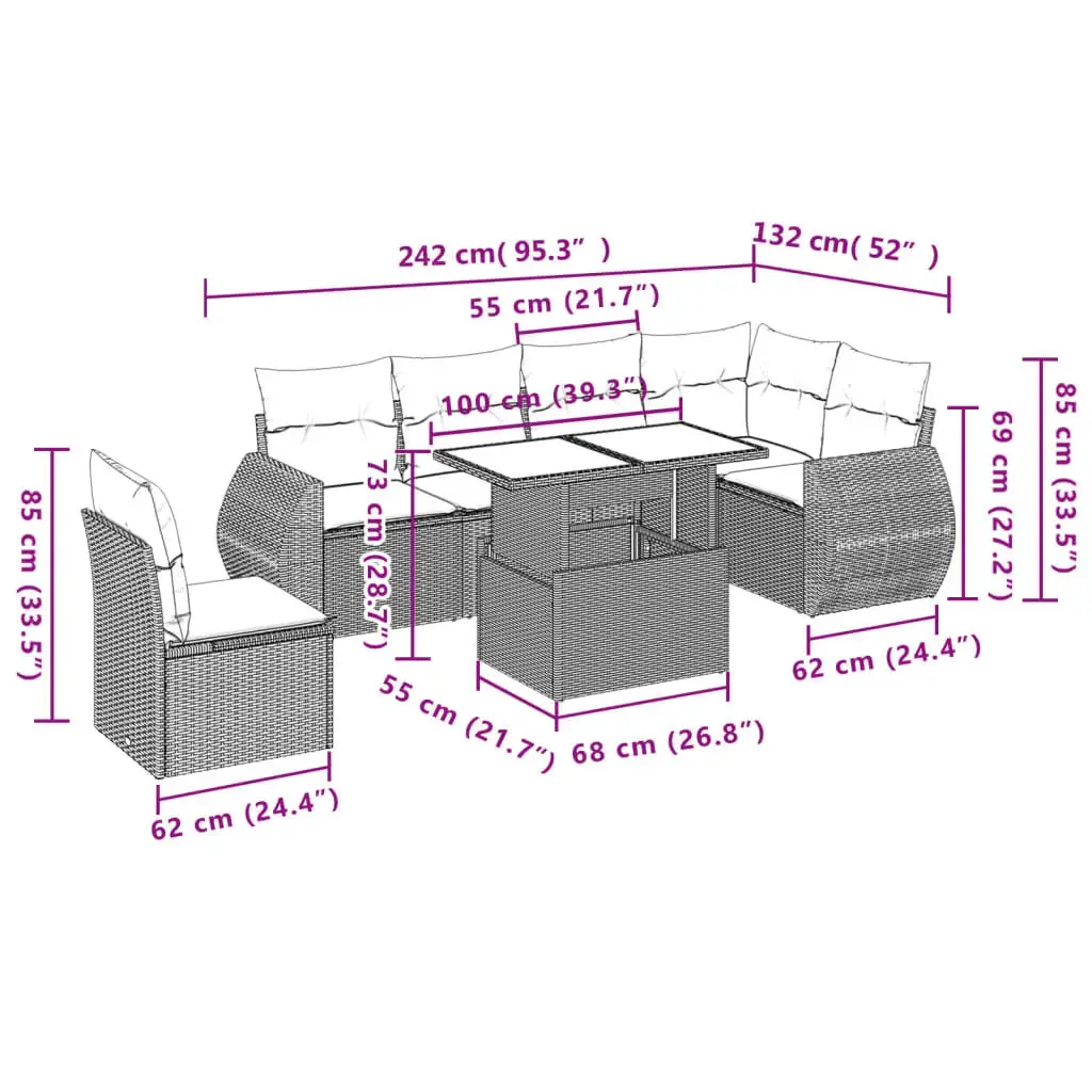VidaXL 3268573 7-piece outdoor furniture set Photo 10