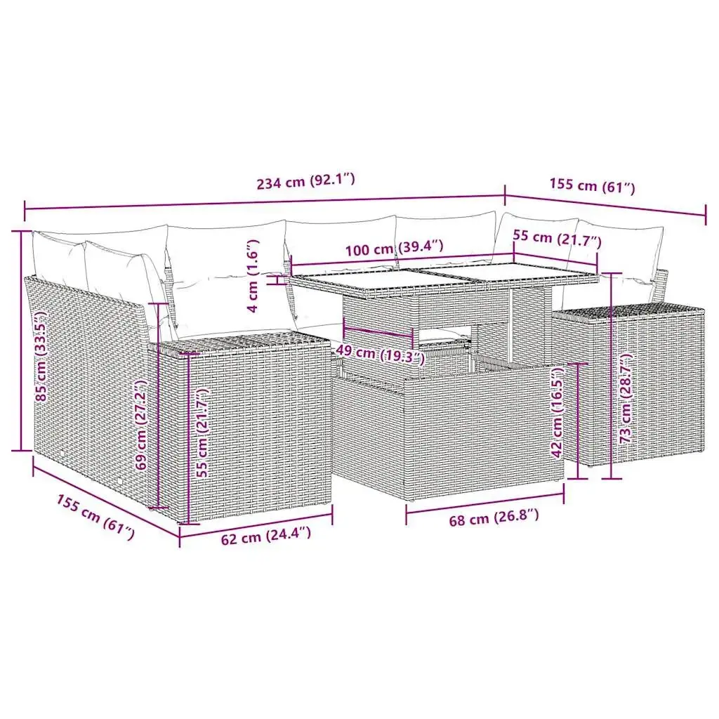 VidaXL уличный набор мебели 3326746 — 7 предметов Photo 14