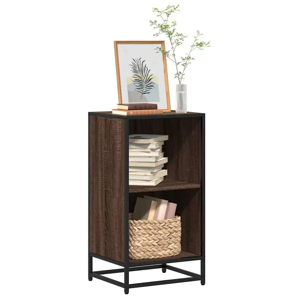 Bookcase VidaXL 849098 — metal frame, oak shelves Photo 2