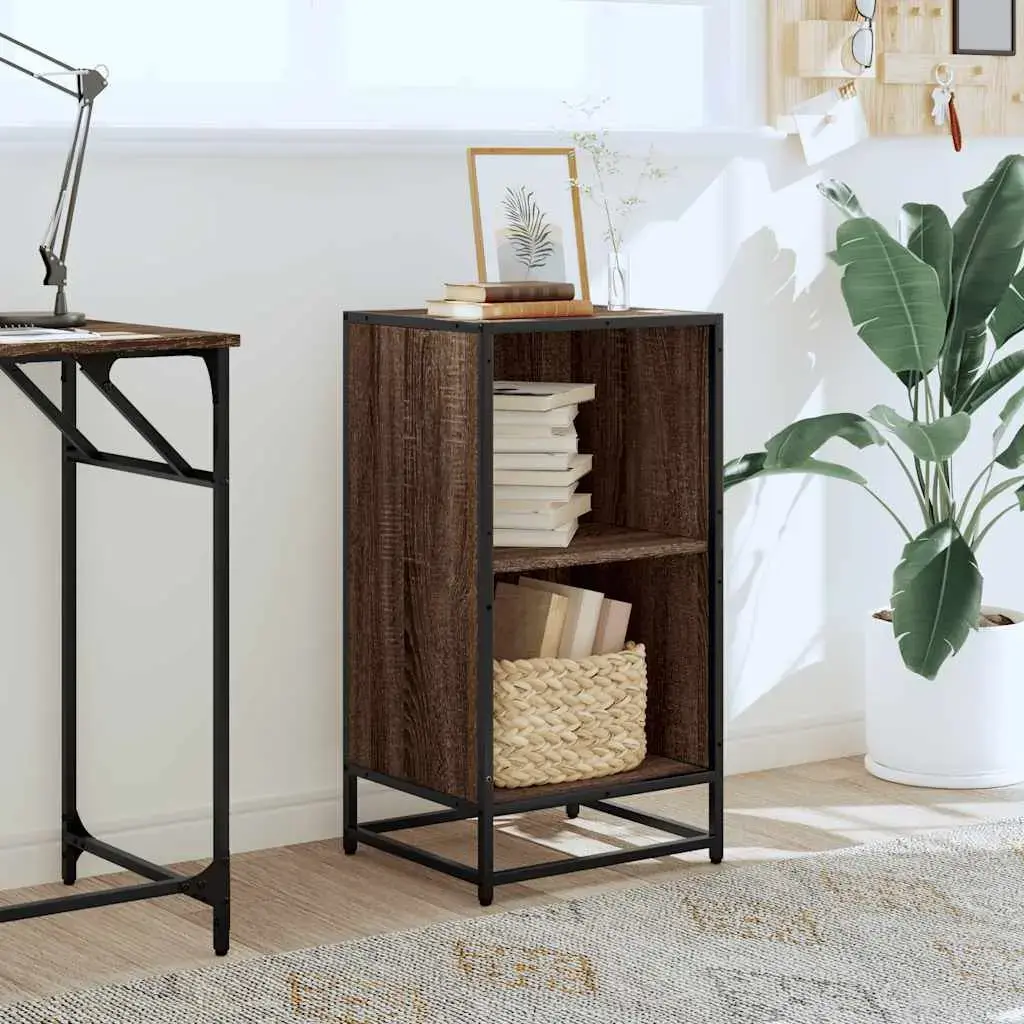 Bookcase VidaXL 849098 — metal frame, oak shelves Photo 3