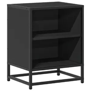 Naktsgaldiņš VidaXL 848699, melns, metāls un koks, 400×310×500 mm, darba virsmas slodze 60 kg