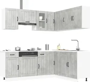 Kitchen cabinet set VidaXL Kalmar 11-piece, concrete grey finish