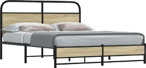 Каркас кровати VidaXL металлический 160x200 см, цвет дуб сонома, без матраса