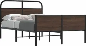 Gulta VidaXL modelis 4100497, koka rāmis, 120x190 cm, brūns ozols