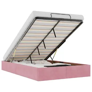 Gultas rāmis VidaXL 3310960 — rozā, 120×203 cm, maksimālā slodze 280 kg, rāmis augstums 23,5 cm