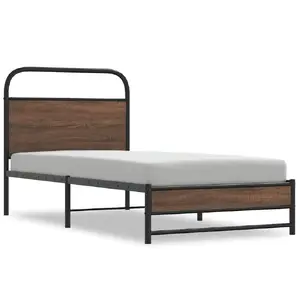 Каркас кровати VidaXL 4100477, отделка дуб, ширина 105 см, длина 2,07 м, высота 100 см