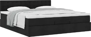 Кровать с оттоманкой и матрасом VidaXL 180x200 см черная ткань