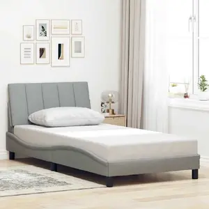 Каркас кровати VidaXL 3310370 светло-серый обивка тканью 100x200 см (без матраса)