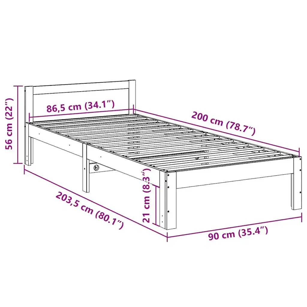 Gultas rāmis VidaXL 859232 — 90×204 cm Photo 10