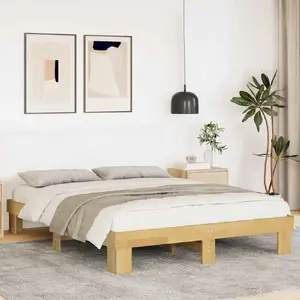 Каркас кровати VidaXL модель 851959 для матраса 135x190 см, массив дуба, без матраса