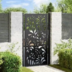 Садовая калитка VidaXL 105x180 см стальная чёрная, волнообразный узор