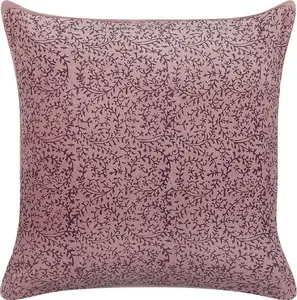Decorative Velvet Cushion Beliani ROMNEYA 45 x 45 cm, floral pattern, pink