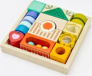 Wooden Building Blocks Set classic world Classic World Drewniane Klocki Układanka